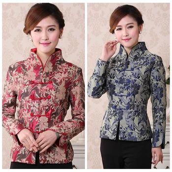 

Stand collar Tang suit women long-sleeved Jacket coat пальто improved retro women cheongsam shirt mother dress Hanfu women tops
