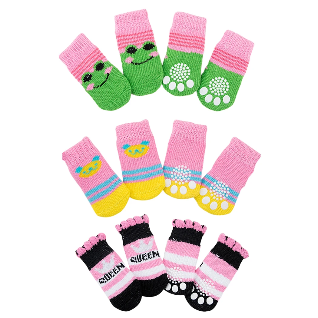 12Pcs 6 pairs Legendog 12 шт 6 пар Носки для собак творческий с милым принтом из хлопка с нескользящей подошвой; защитная Обувь для собак Щенок носки для питомцев товары для домашних животных - Цвет: 12Pcs 6 pairs