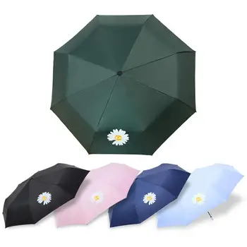 

Anti-UV Umbrella Compact Folding Windproof Travel Umbrella Daisy Pattern With Auto Open Close Button For Woman Travel