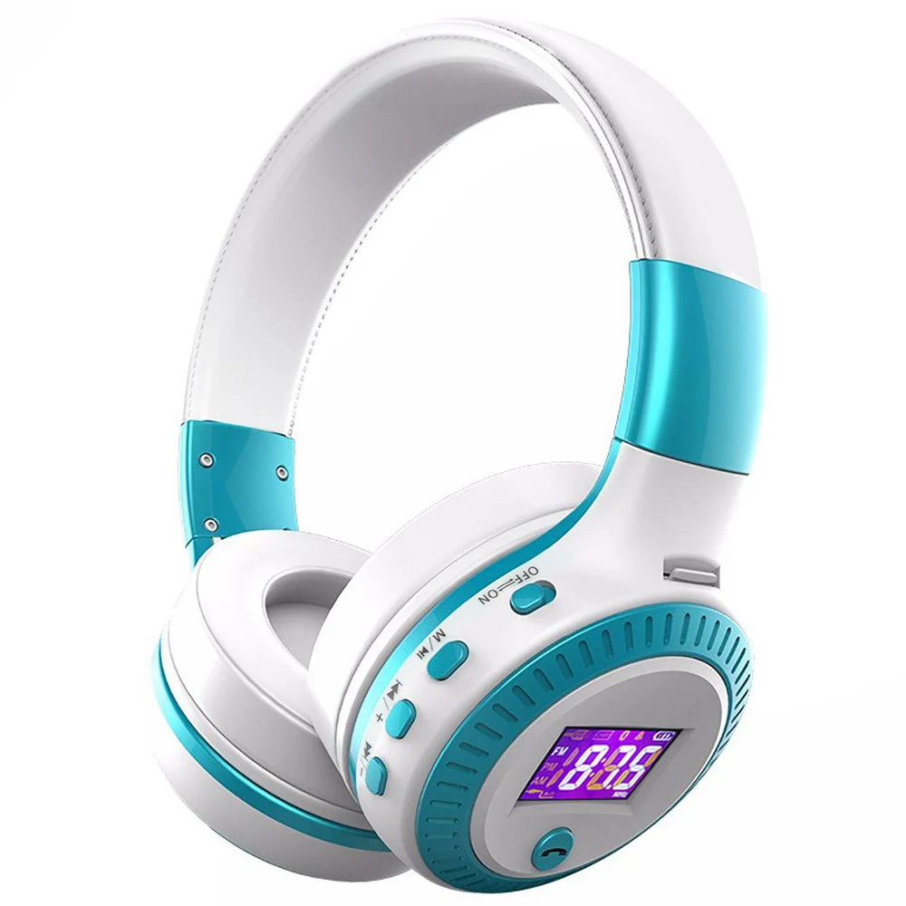 ZEALOT B19 Bluetooth наушники Беспроводная гарнитура над ухом FM радио Micro SD карта MP3 Play с микрофоном - Цвет: Blue