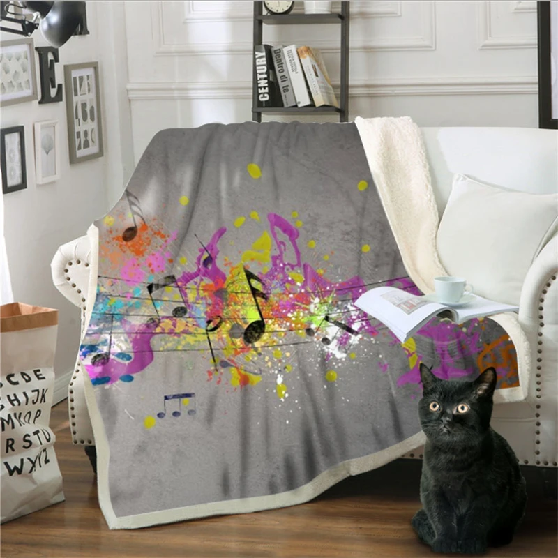 

Christmas Decorations for Home Blankets for Beds Music Symbol Pattern Cotton Velvet Blanket Hand Wash Rectangle 100% Polyester