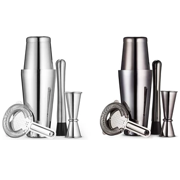 

Black Boston Cocktail Shaker Set Stainless Steel Bartender Set Look Like a Pro with Boston Cocktail Shaker