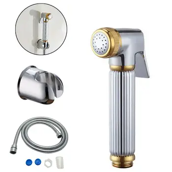 

5 set Brass Bidet Shattaf Douche Kit Spray Gold & Chrome Toilet Shower Hose Set Muslim