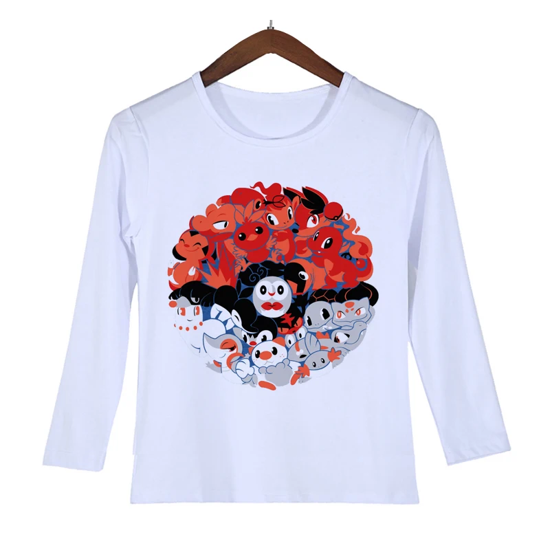 Футболка с рисунком «ленивый снорлакс» г., футболка для мальчиков с покемонами детская одежда футболка для девочек белая футболка с длинными рукавами детская одежда, O-59