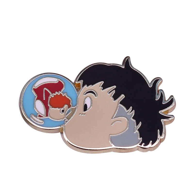 Сладкий поцелуй сцен в булавка аниме Studio Ghibli пузырь значок Love Поньо поцелуев