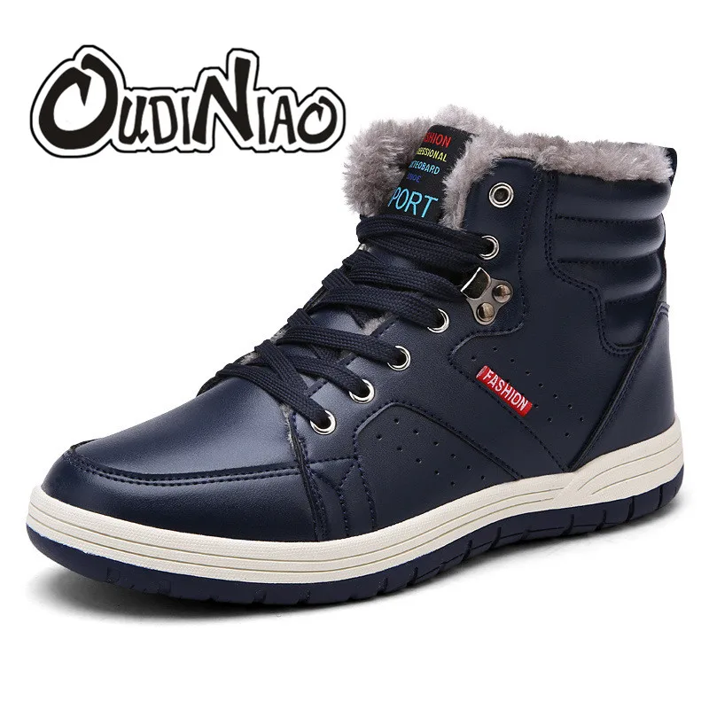 

OUDINIAO 2019 Fashion Men Winter Snow Boots Keep Warm Boots Plush Ankle Boot Snow Work Shoes Casual Men's Snow Boots Size 39-48