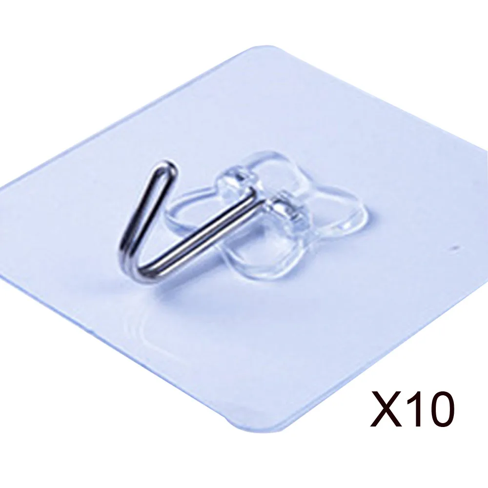 10PCS Strong Transparent Suction Cup Sucker Wall Hooks Hanger For Kitchen Bathroom 6*6cm 2019 Hot Sale Wall Hooks Fast Ship 45#