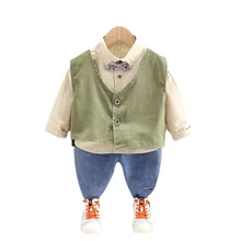 Vêtements de printemps pour bébés garçons, ensemble en coton pour enfants, gilet, chemise et pantalon, Costume décontracté, vêtements de sport pour nourrissons, 3 pièces/ensemble, nouvelle collection