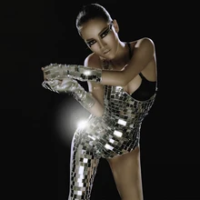 Ночной клуб бар DS костюмы роскошный сексуальный косые плечи одноногий зеркальный объектив комбинезон женский праздничный наряд рейв одежда DN4577