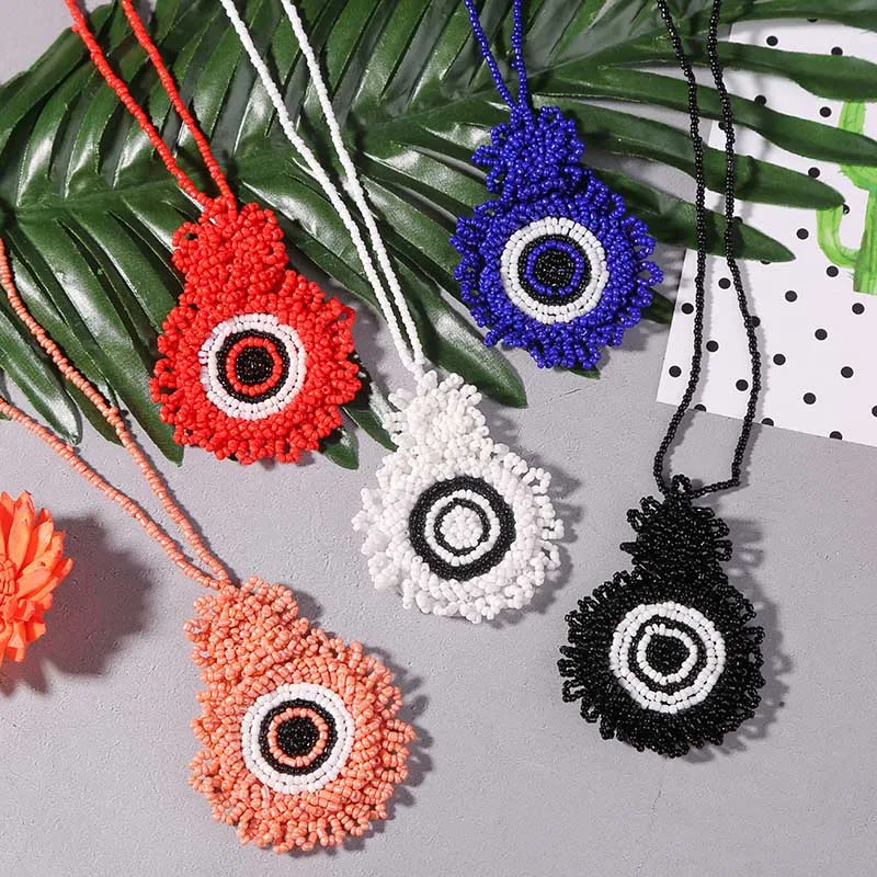 Korean Round Handmade Green Beads Sunflower Women's Pendant Necklace New Boho Statement Long Bohemian Jewelry Gifts | Украшения и