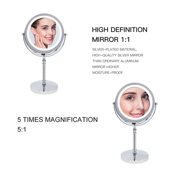 

LED Lights Makeup Mirror 5X Desktop Vanity Mirror Double Sided Backlit Cosmetic Mirrors Dropshipping