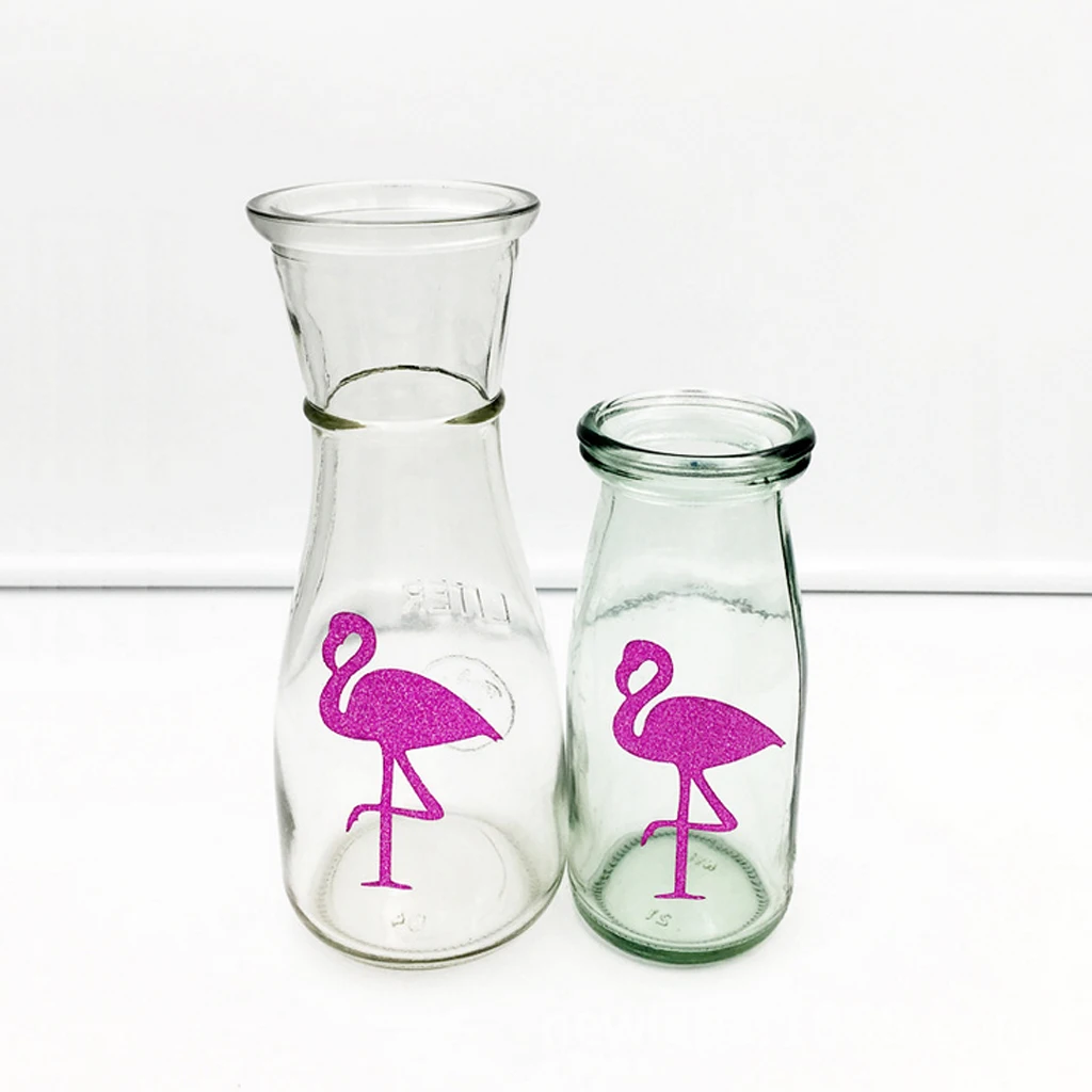 12-Pack Paper Flamingo Stickers Decals for Glass Cups Water Bottles Labeling Decorations