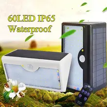 Светодиодный настенный светильник для сада на открытом воздухе, уличный светильник на солнечных батареях, датчик движения PIR с пультом дистанционного управления для виллы и сада