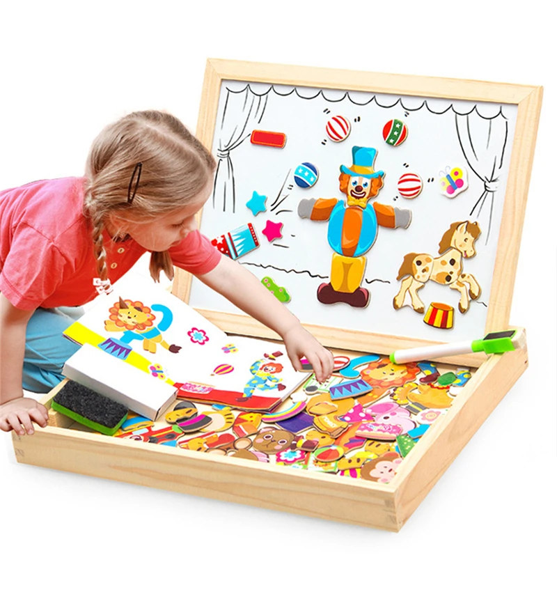 100+ шт, деревянная игрушка, магнитная головоломка, игрушки для детей, 3D металлическая головоломка, детский Танграм, доска для рисования, Обучающие деревянные игрушки, детские игрушки Oyuncak