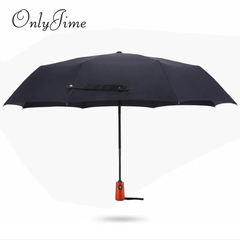 Только Jime Одноцветный автоматический зонт с деревянной ручкой, индивидуальный креативный тренд, Ретро Простой складной зонт из восьми костей