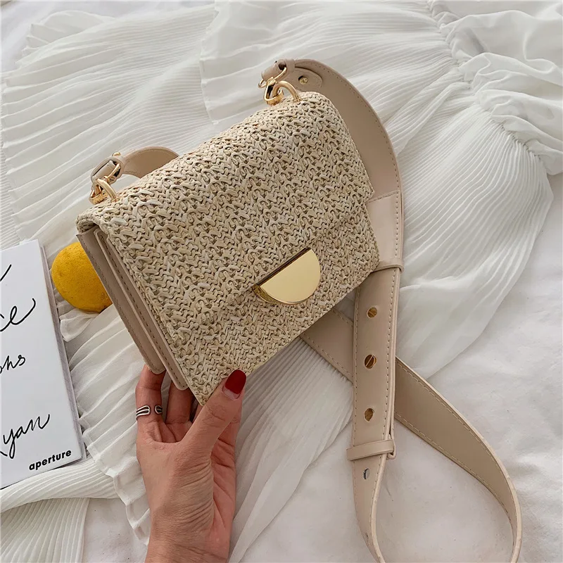 

Straw beach bag 2019leisure single shoulder oblique span package fashion Korean version of small square packet broadband package
