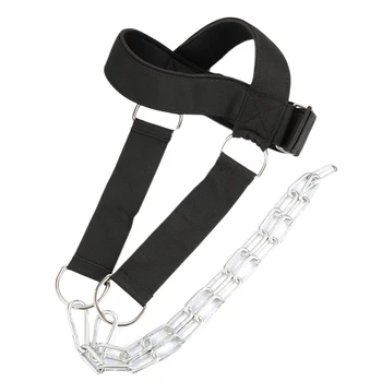 

Fitness Neck Harness with Long Steel Chain for Weight Lifting, Resistance Training,Improve Muscle Strength