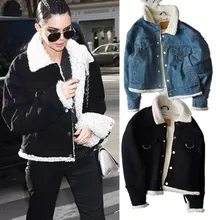 

Zoulv 2021 Autumn and Winter Plus Velvet Thick Denim Jacket Female Lamb Wool Cotton-padded Jacket Slim Warm Short Jacket Top