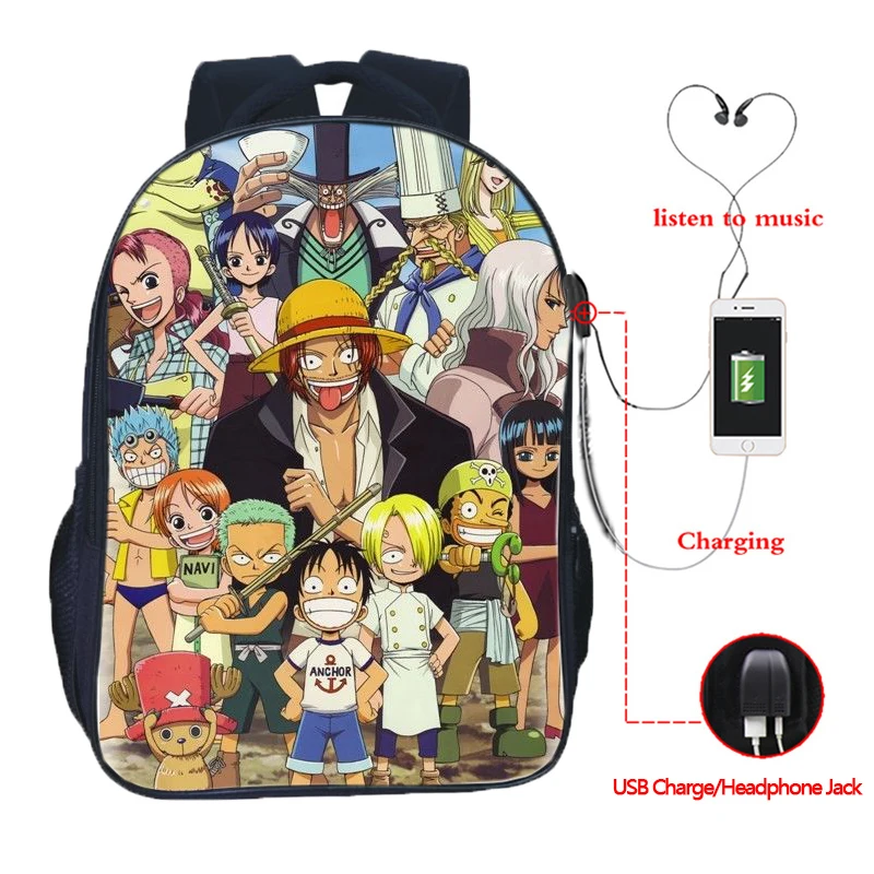 Одна штука USB зарядка сумка Обезьяна D. Luffy Многофункциональный школьный рюкзак мода портативный D Ace Молодежный - Цвет: 5