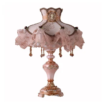 

Princess Table Lamp Resin Lamp Body Lace Fabric Shade Kids bedroom Table Light Girls Bedside Lamp E27 Reading Lamp Fixture D40