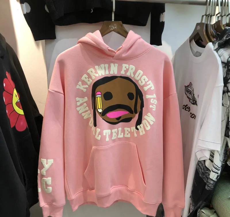 

High Quality Trendy CPFM.XYZ FOR FROST Hoodie 3D Foam Printing CPFM.XYZ Pullovers Hooded Pink Blue Kanye West Sweatshirts