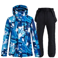 Уличная спортивная одежда, мужской зимний костюм, одежда для сноубординга, водонепроницаемый ветрозащитный зимний лыжный костюм, комплекты, куртки+ нагрудники, зимние штаны