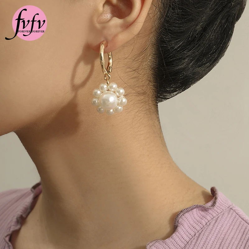 

[FVFV]2020 Earrings Women Fashion Jewelry Pearl Gold Stud Earings Ladies Simple Channels Ear Ring Jewellery Elegant Earing