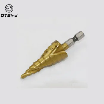 

1pcs/4-20mm High Speed Steel Wood Metal Drilling Coated Spiral Grooved Step Drills Bit Cut Tool Set Cone Drill Bits