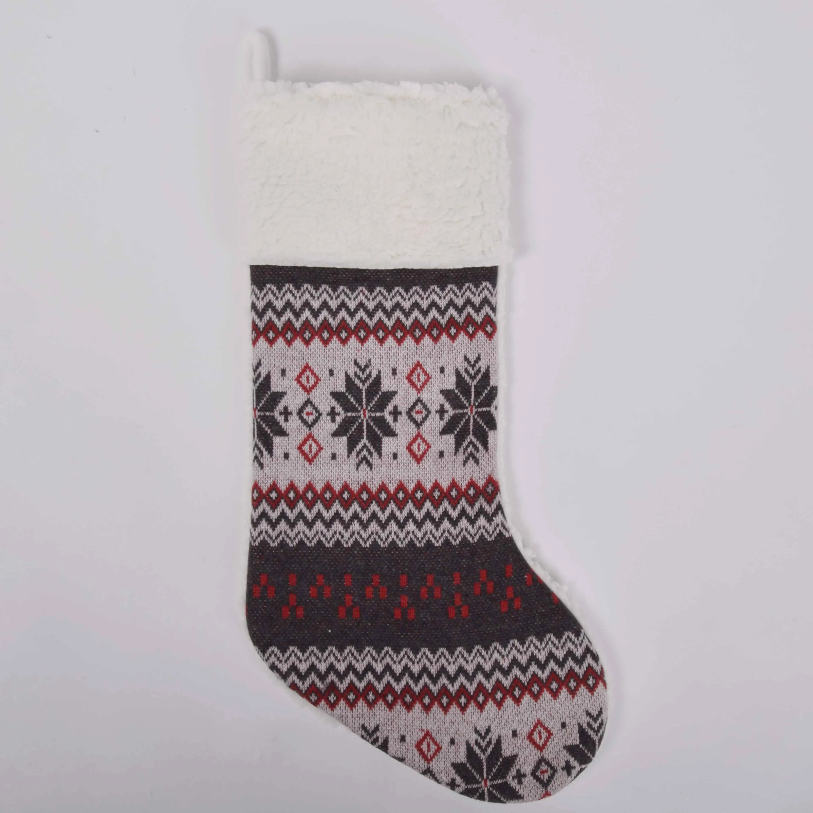 Free shipping Knitted Snowflake Christmas Stocking Sherpa Cuff Christmas tree decoration Fashionable socks