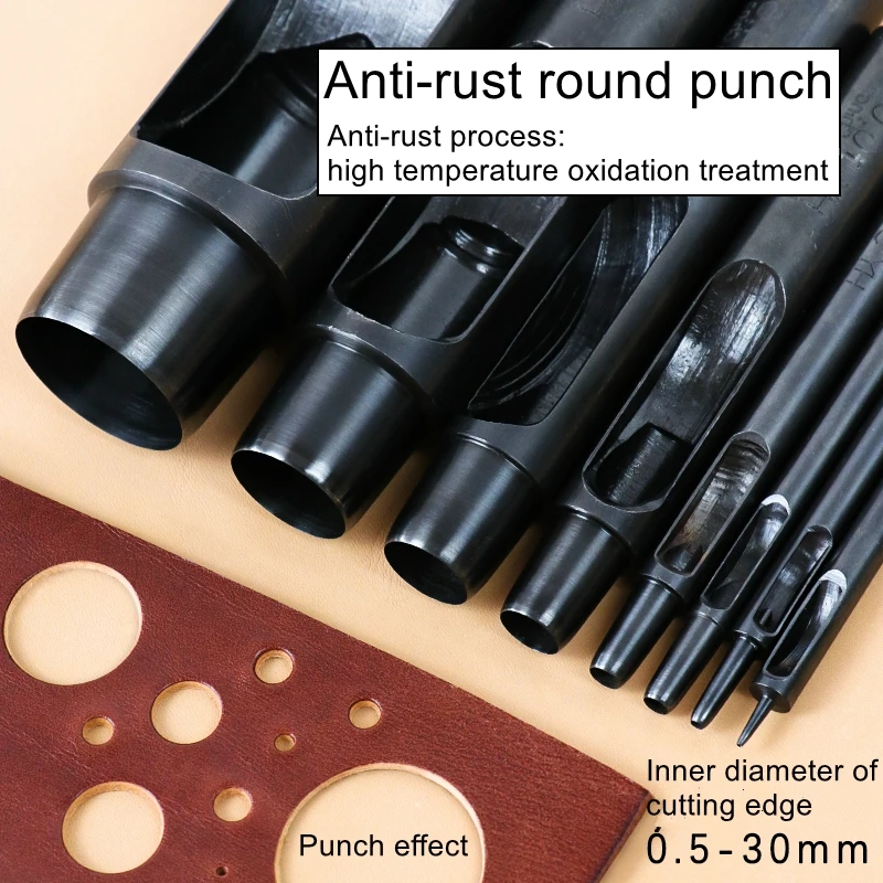 

Black round hole punch HY new anti-rust puncher handmade DIY bag leather belt strap cylindrical punching punch