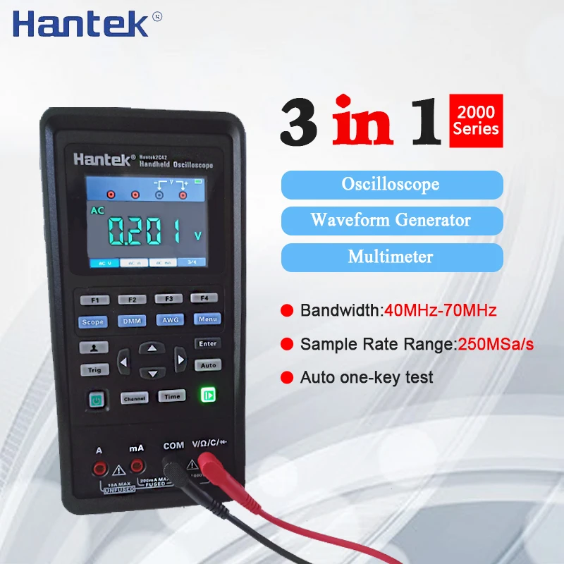 Цифровой Ручной осциллограф Hantek 3 в 1 + генератор сигналов мультиметр портативный