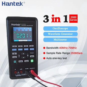 

Hantek 3in1 Digital Handheld Oscilloscope+Waveform Generator+Multimeter Portable USB 2 Channels 40mhz 70mhz Test Meter Tools