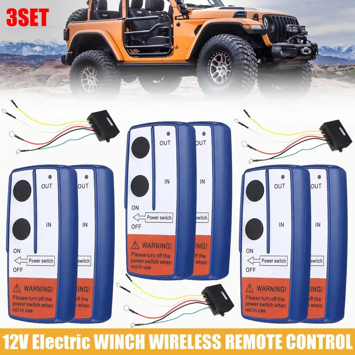3 Set 9 Pcs Digital Wireless Winches Remote Control Recovery With