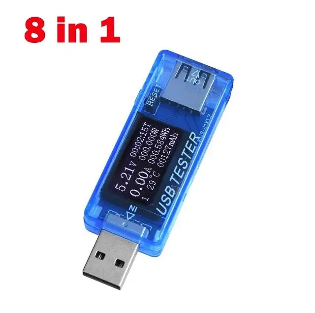 8 в 1 ЖК-дисплей QC 2,0 3,0 USB ток напряжение измерительный вольтметр амперметра зарядное устройство тестер емкости Измеритель банк питания черный синий - Цвет: 8 in 1 Blue