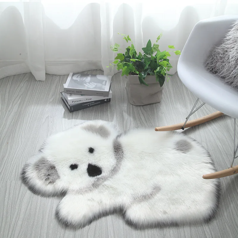 

Simanfei Hairy Carpet Panda Koala Animal Shape Floor Mat Soft Plush Fluffy Living Room Bedroom Artificial Textile Rug Decoration