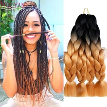 2"(60 см) 100 г/шт. цветные вязанные крючком косички волос Синтетические Омбре огромные косички волос для наращивания HOUYAN