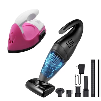 

Mini Ceramic Electric Iron Coating Bottom Dust-Resistant Water US Plug with Portable Hand Vacuum Cleaner US Plug