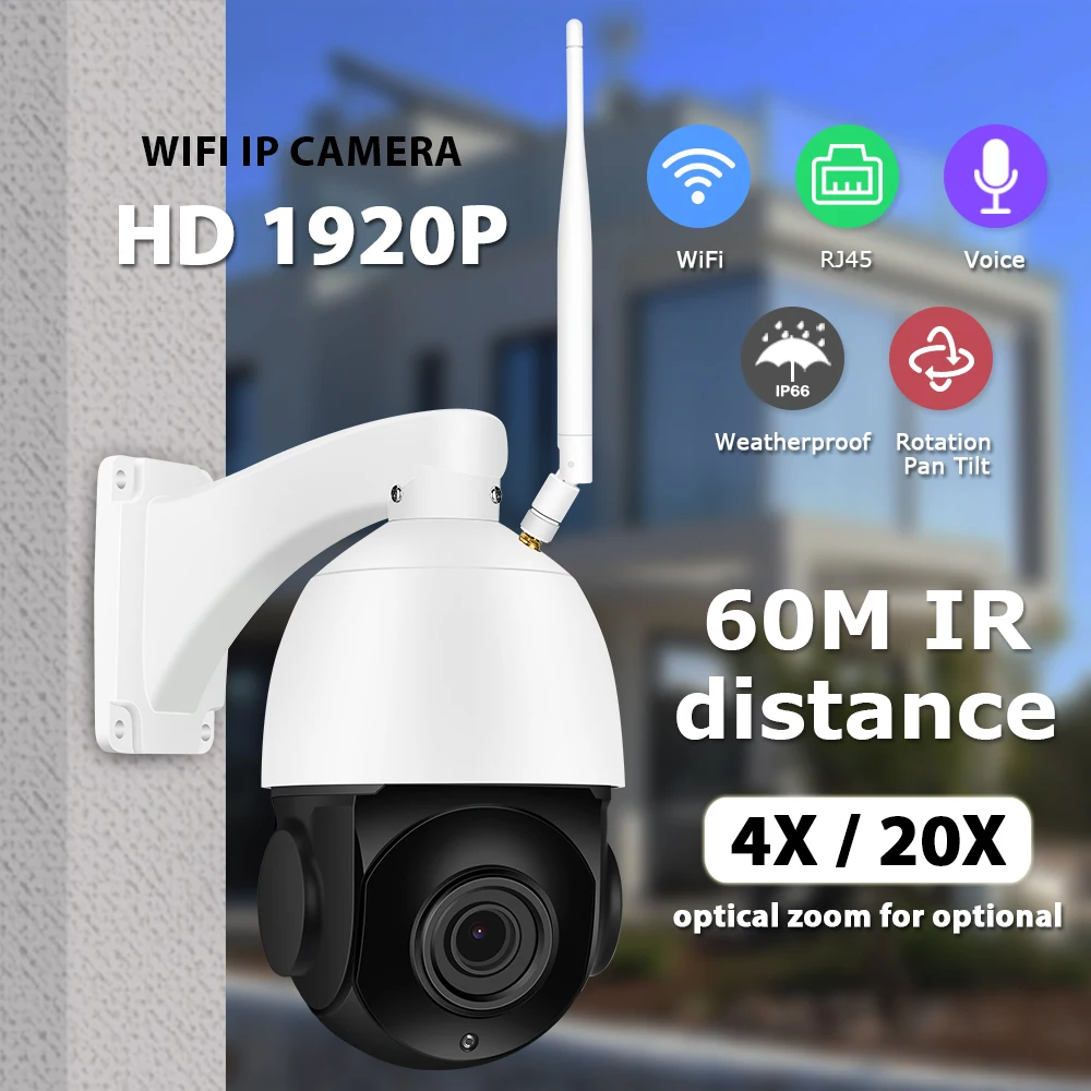 

Zoohi Super HD PTZ Wireless Camera Outdoor IP Camera Two Way Audio 1920p Rotatable Dome Survellance Security Cameras WIFI 5MP IR