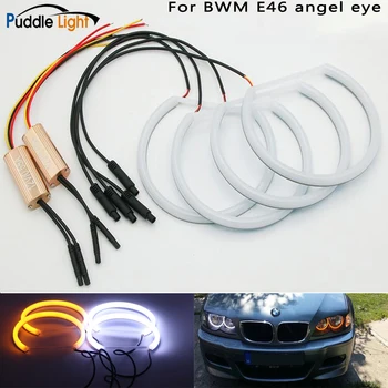 

Car-styling 1 SET(2X 146mm+2X 131 mm )LED Angel eyes for bwm e46 e90 e91 White amber DRL Turn signal Light non Projector