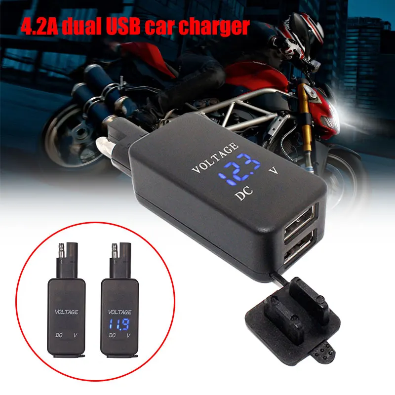 

4.2A Black Connector Usb Adaptor Smart Overcharging Protection USB Cable Adaptor Detect Voltage Charger Auto Parts