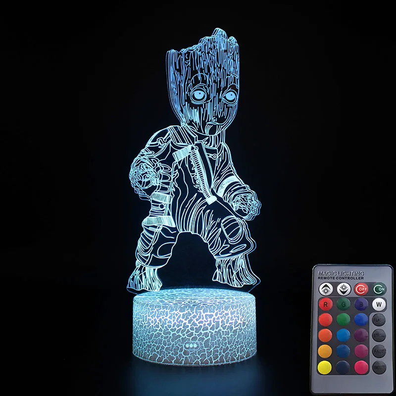 MY135-CRACK16-RC Железный человек фигурка 3D Иллюзия светодиодный ночной Светильник s Мстители завершающей светильник вверх "Человек-паук" фигура Халка маска Железного человека модель игрушки - Цвет: MY135-CRACK16-RC