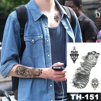 

Waterproof Temporary Tattoo Sticker Realistic tiger pattern Water Transfer Wild Man body art flash fake tatoo