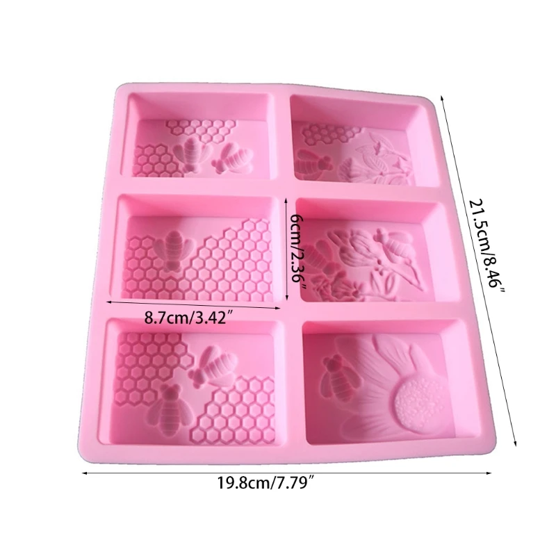 3D Bee Silicone Soap Molds, Rectangle Honeycomb Molds Beehive Cake Baking Mold for Homemade Craft