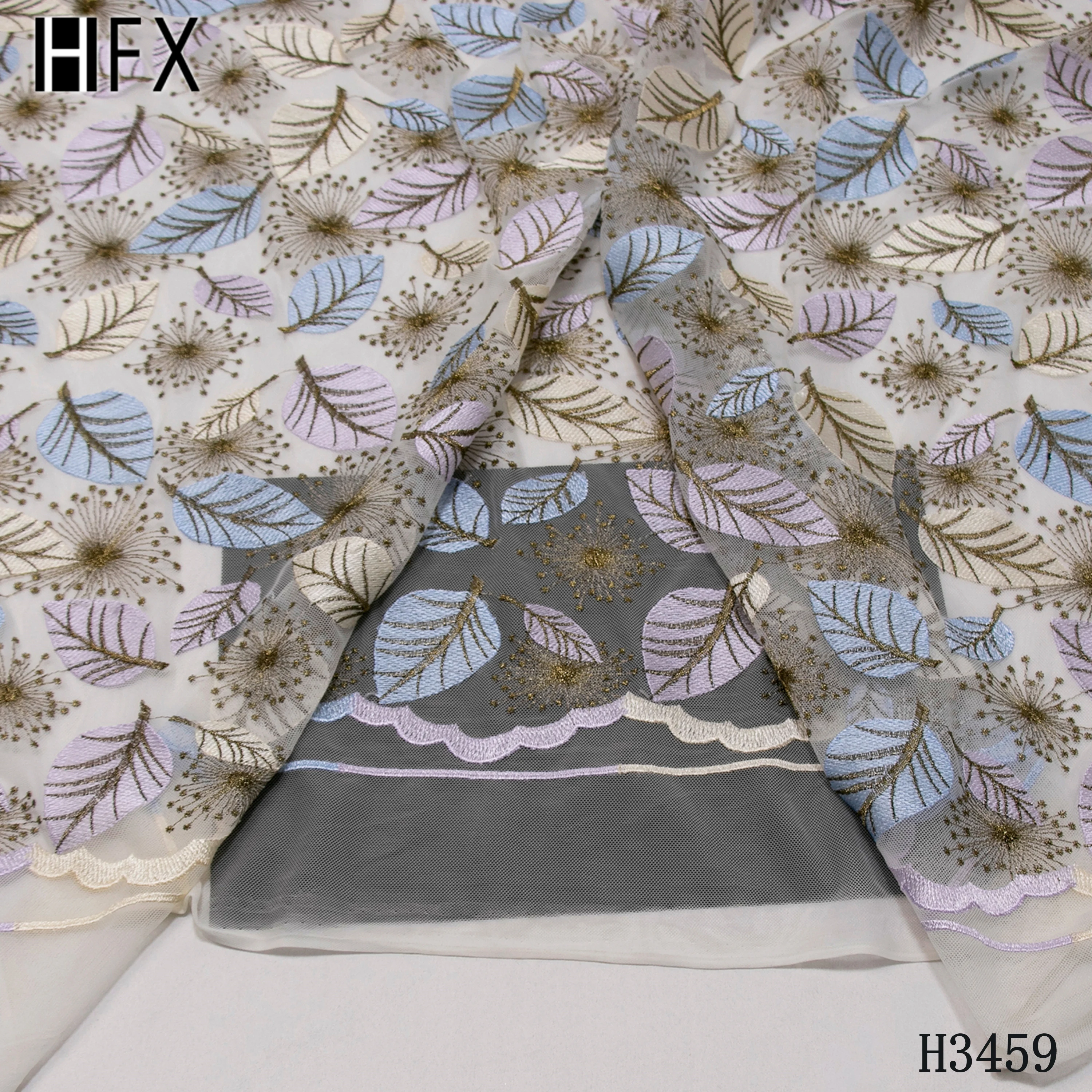 HFX французский Тюль кружевная ткань новый лист вышивка нигерийские кружева с