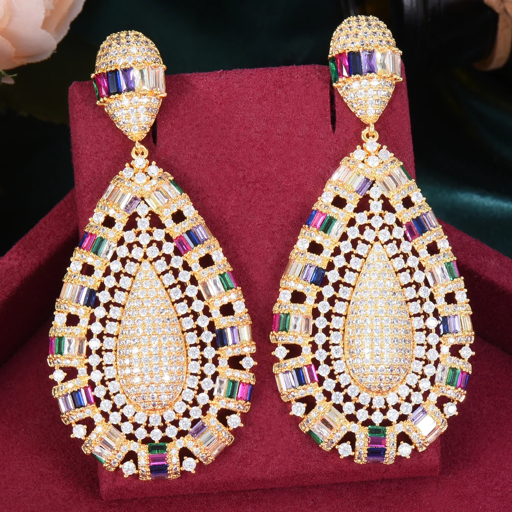 

Missvikki New Original Luxury Trendy серьги Pendant Earrings Full Mirco Paved Cubic Zircon CZ For Women Wedding Earrings Jewelry