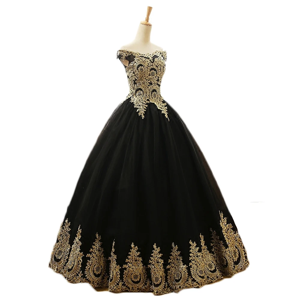 Real Photo Vestido Para 15 Anos Lace Applique Ball Gown Black Red Quinceanera Dresses New Years Dress