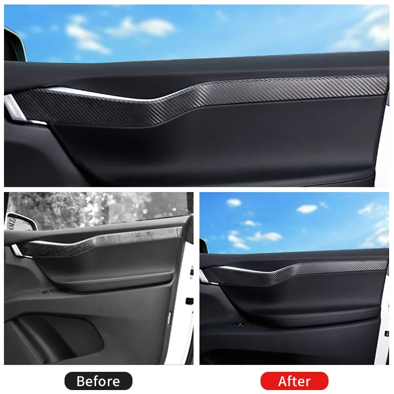 Door trim for model tesla model x carbon/accessoires tesla x tesla model X door/carbon fiber interior tesla car accessories