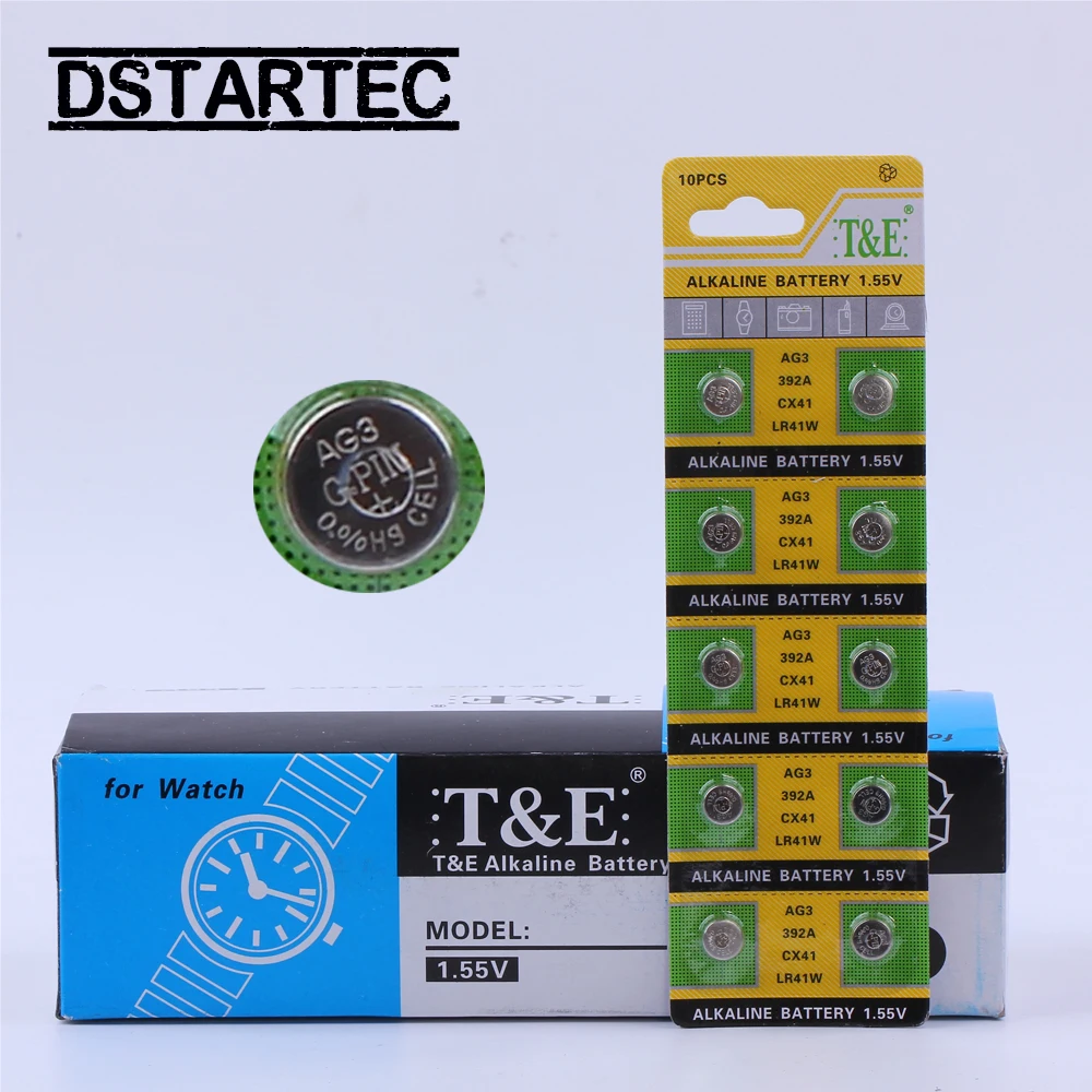 10 шт./карта 30 мАч 1,55 в AG3 392A L736 LR41 392 384 SR41SW CX41 192 AG 3 кнопки батареи для часов игрушки пульт дистанционного управления батарея для монет