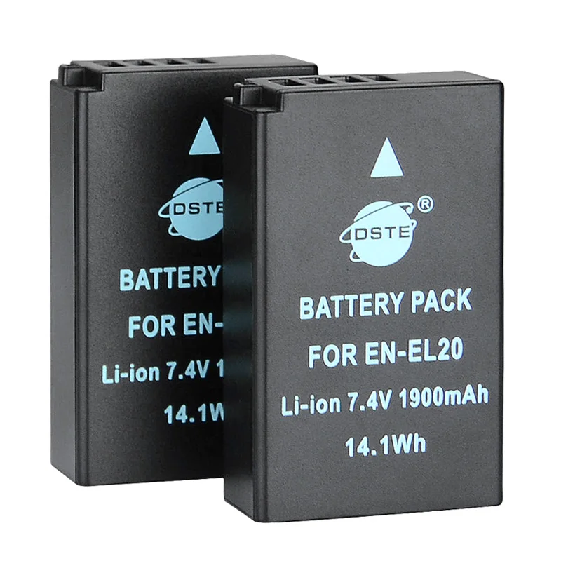 2 шт. 1900 мАч 7,4 V EN-EL20 ENEL20 DSTE Батарея Зарядное устройство для Nikon J1 J2 J3 S1 AW1 1V3 V3 для карманных видеокамер Blackmagic Кино Камера - Цвет: 2Battery Only