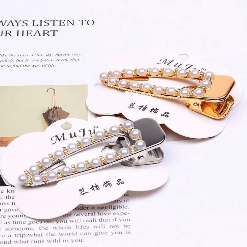 

1Pc Hot Fashion Multi-Color Pearl Rhinestone Hair Clip Geometric Waterdrop Hairclip Elegant Styling Accessories For Women Girls